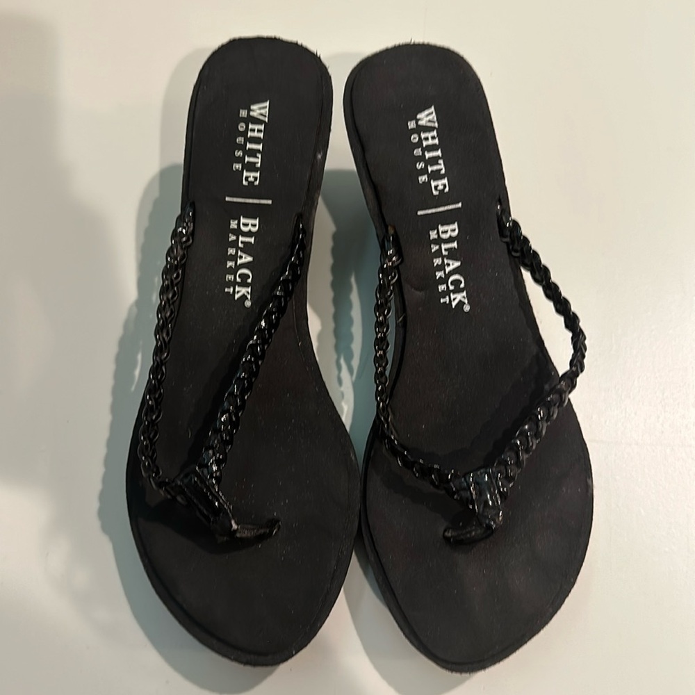 Black wedge sandals